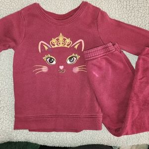 Gildan Pink Cat Face Kids Sweatshirt